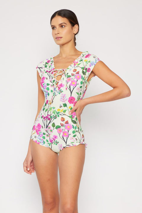 Bring Me Flowers Mommy & Me V-Neck One Piece Swimsuit Cherry Blossom Cream