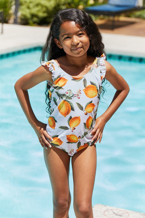 Salty Air Mommy & Me Puff Sleeve One-Piece in Citrus Orange