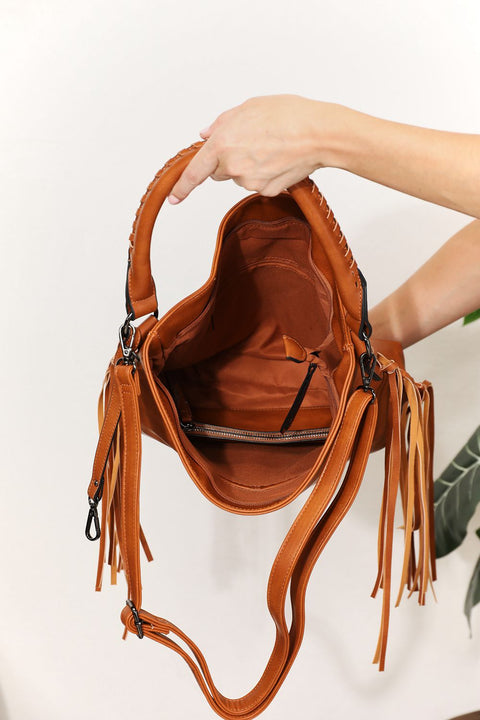 Lyla Leather Fringe Shoulder Bag