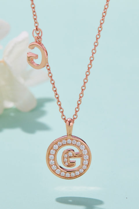 A - J | Moissanite & Rose Gold Pendant Necklace