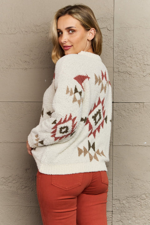 Autumn Aztec Fuzzy Sweater