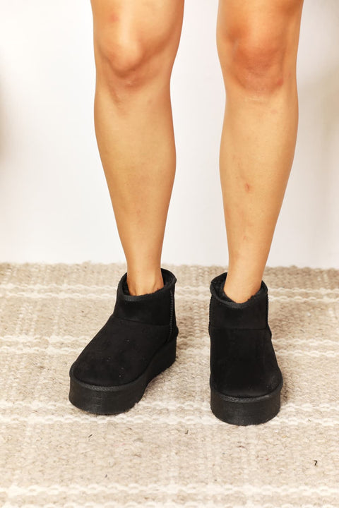 Charcoal Fleece Lined Chunky Platform Mini Boots