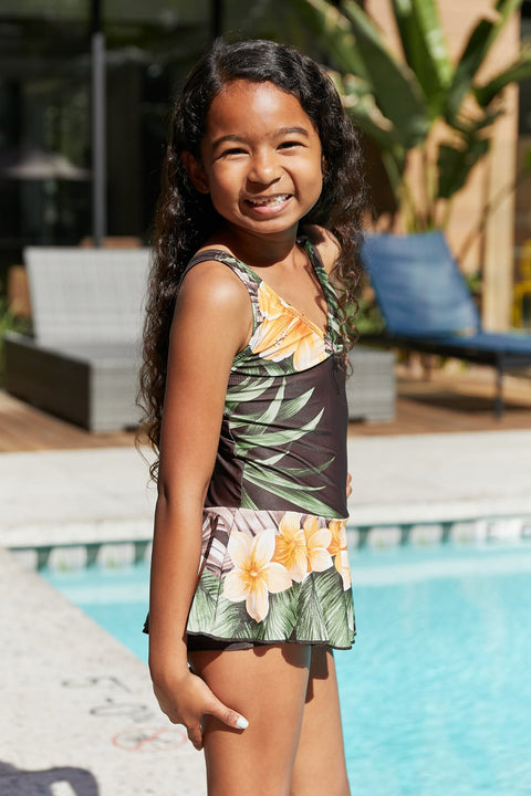 Clear Waters Swim Dress in Aloha Brown Girls