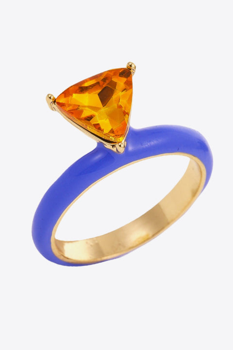 Azul 18K Gold Plated Triangle Glass Stone Ring