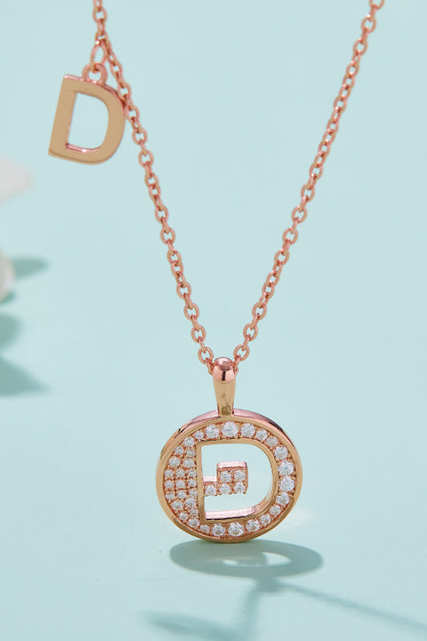 A - J | Moissanite & Rose Gold Pendant Necklace