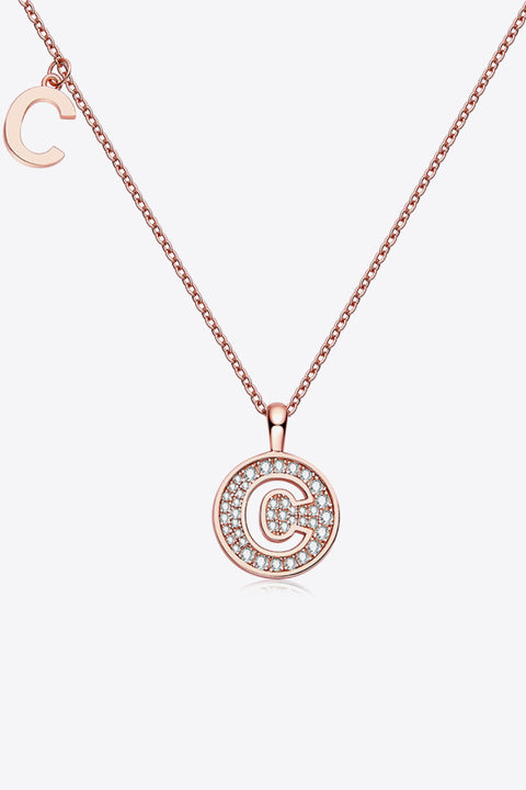 A - J | Moissanite & Rose Gold Pendant Necklace