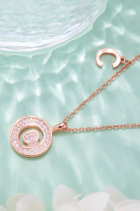 A - J | Moissanite & Rose Gold Pendant Necklace