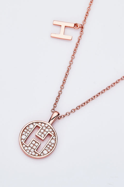 A - J | Moissanite & Rose Gold Pendant Necklace