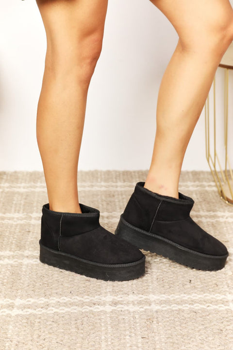 Charcoal Fleece Lined Chunky Platform Mini Boots