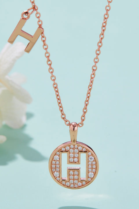 A - J | Moissanite & Rose Gold Pendant Necklace