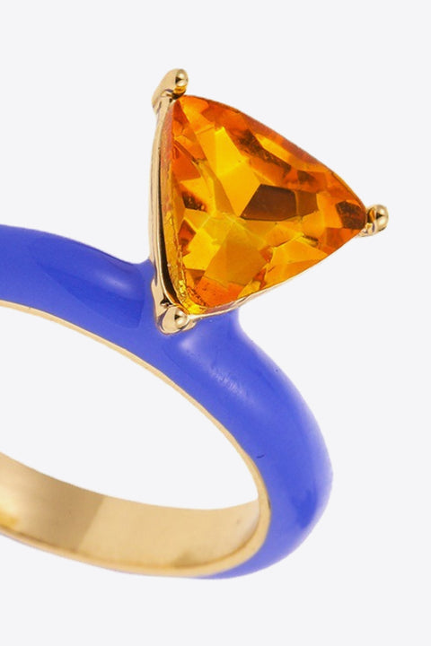 Azul 18K Gold Plated Triangle Glass Stone Ring