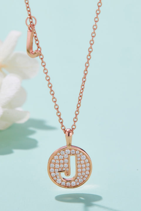 A - J | Moissanite & Rose Gold Pendant Necklace