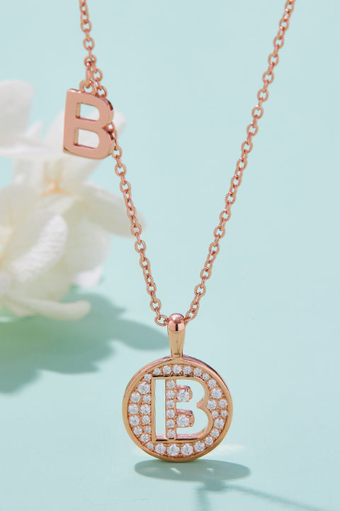 A - J | Moissanite & Rose Gold Pendant Necklace