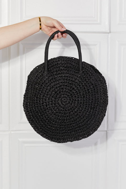 Beach Date Rattan Handbag in Black