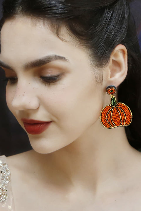 Beaded Pumpkin Earrings