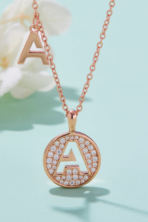 A - J | Moissanite & Rose Gold Pendant Necklace